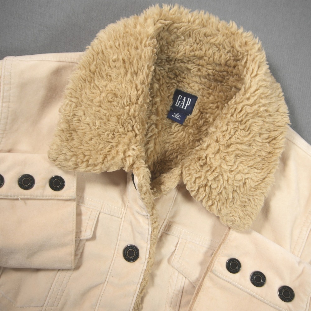 Y2K VTG Gap Sherpa Lined Denim Trucker Work Women Jacket M Fade Western Rodeo